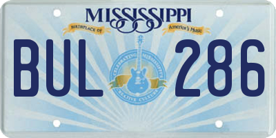 MS license plate BUL286
