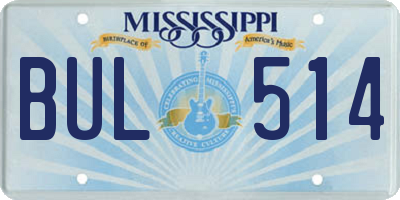 MS license plate BUL514