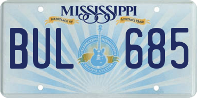 MS license plate BUL685
