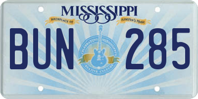 MS license plate BUN285