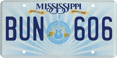 MS license plate BUN606