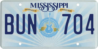 MS license plate BUN704