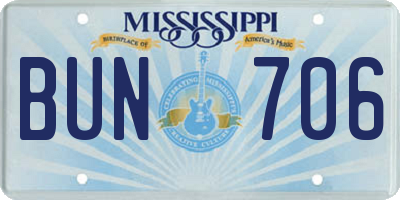 MS license plate BUN706