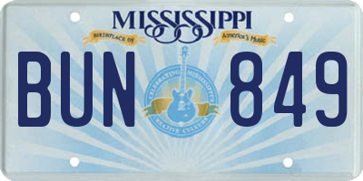 MS license plate BUN849