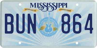 MS license plate BUN864