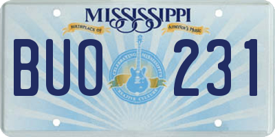 MS license plate BUO231