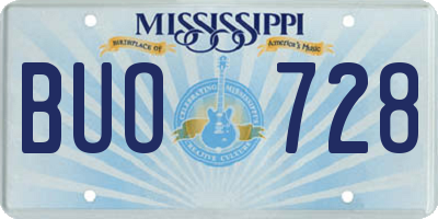 MS license plate BUO728