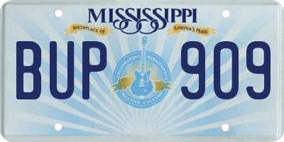 MS license plate BUP909