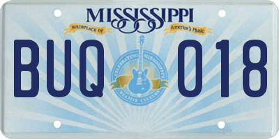 MS license plate BUQ018