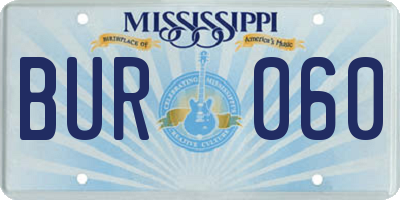 MS license plate BUR060