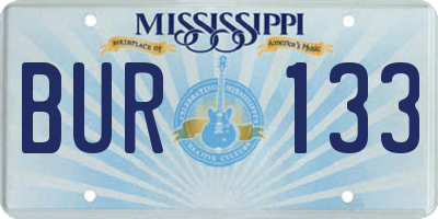 MS license plate BUR133