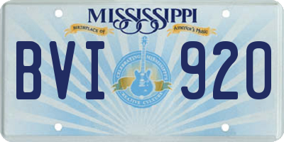 MS license plate BVI920
