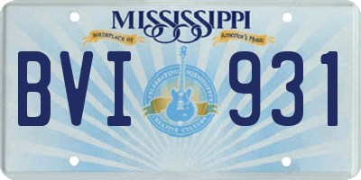 MS license plate BVI931