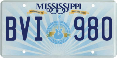 MS license plate BVI980
