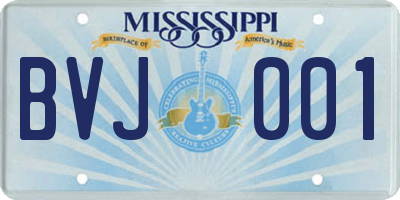 MS license plate BVJ001