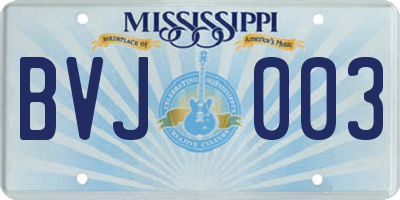MS license plate BVJ003