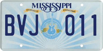 MS license plate BVJ011