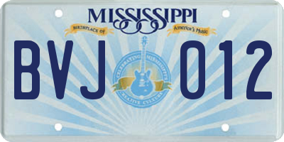 MS license plate BVJ012