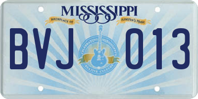 MS license plate BVJ013