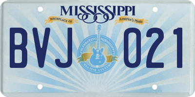 MS license plate BVJ021
