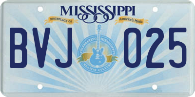 MS license plate BVJ025