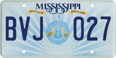 MS license plate BVJ027