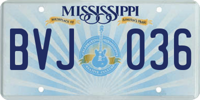MS license plate BVJ036