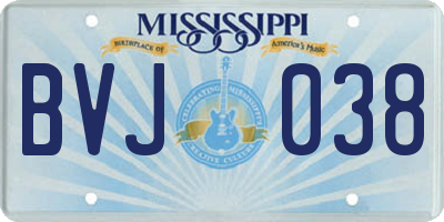 MS license plate BVJ038