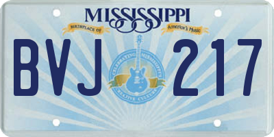 MS license plate BVJ217