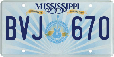 MS license plate BVJ670