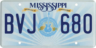 MS license plate BVJ680