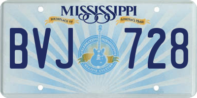 MS license plate BVJ728