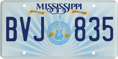 MS license plate BVJ835