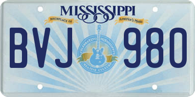 MS license plate BVJ980