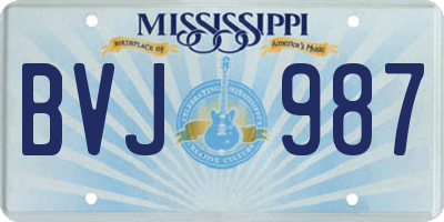 MS license plate BVJ987
