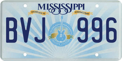 MS license plate BVJ996