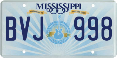MS license plate BVJ998
