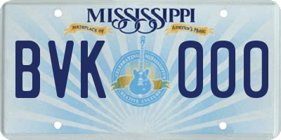 MS license plate BVK000