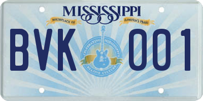 MS license plate BVK001