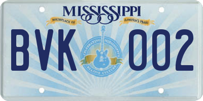 MS license plate BVK002