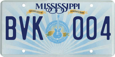 MS license plate BVK004