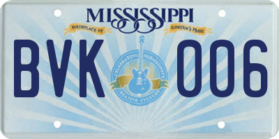 MS license plate BVK006