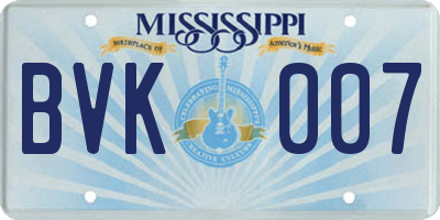 MS license plate BVK007
