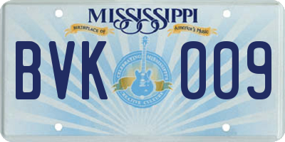 MS license plate BVK009