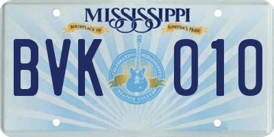 MS license plate BVK010