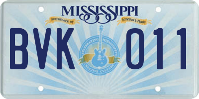 MS license plate BVK011