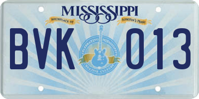 MS license plate BVK013