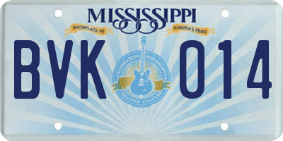 MS license plate BVK014