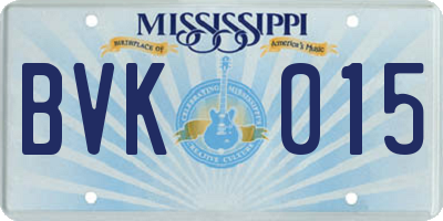 MS license plate BVK015