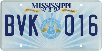 MS license plate BVK016